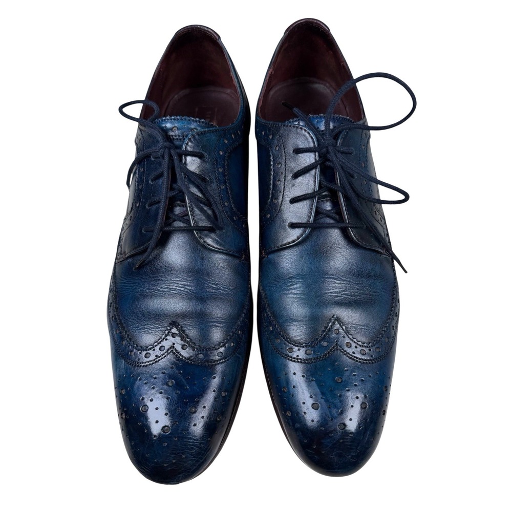 Ted Baker Gryene Men's 11.5 Shoes Blue Leather Wingtip Oxford Dress Sneakers